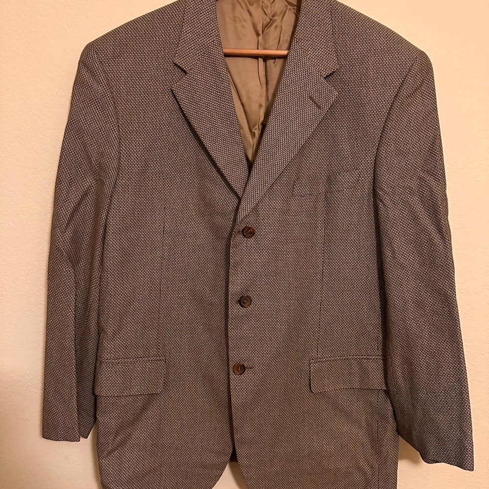 Zanella Men’s 46R Blazer Sport Coat Brown Micro Plaid
